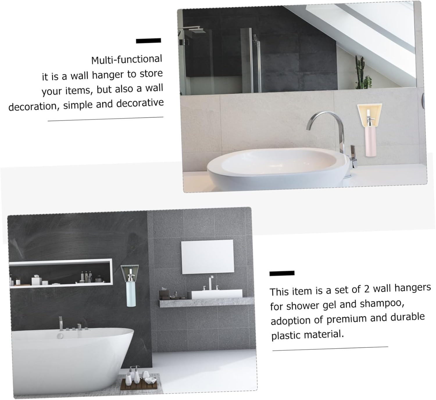 PAMINGONO 2pcs Wall Mounted Shampoo Hook Organizer Rack For Bathroom