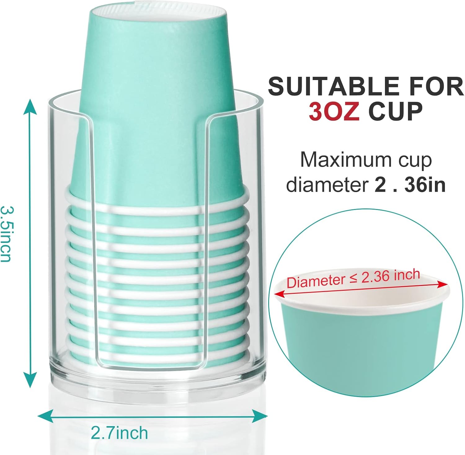 4-Pack Clear Bathroom Cup Holder Dispenser for Vanity Countertop