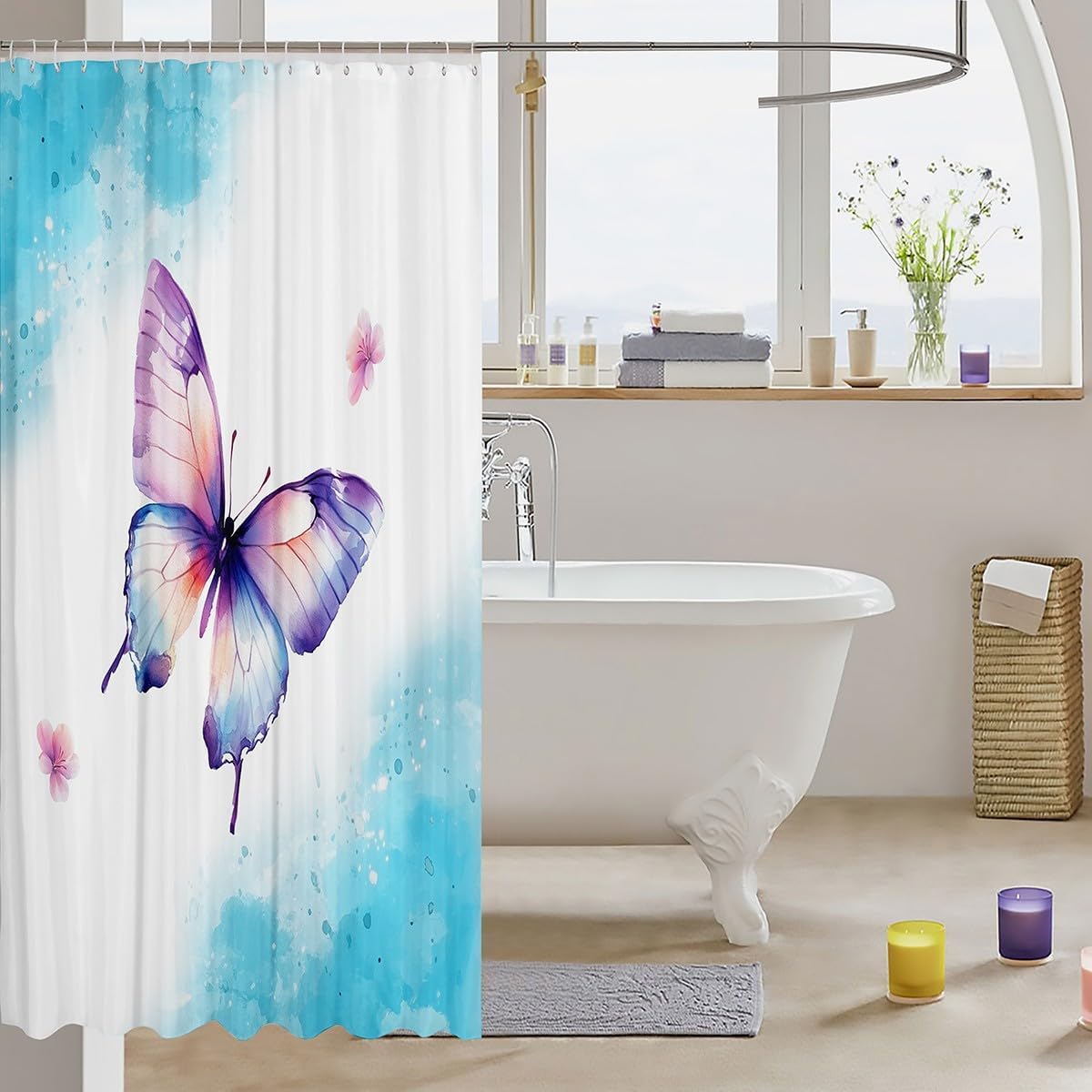 Erosebridal Fantasy Butterfly Shower Curtain Set 72x84