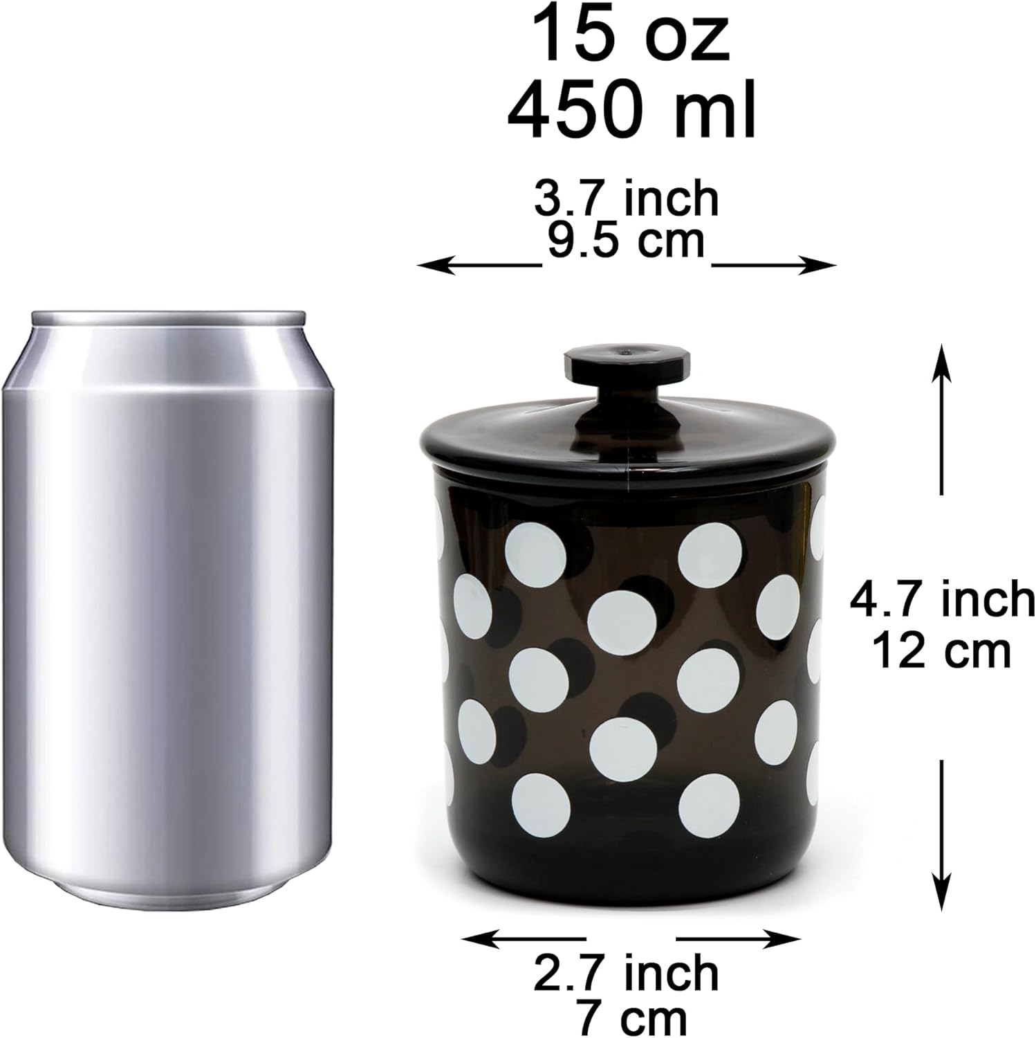 Youngever Plastic Apothecary Jars with Polka Dot Design 2 Sets 15 Ounce