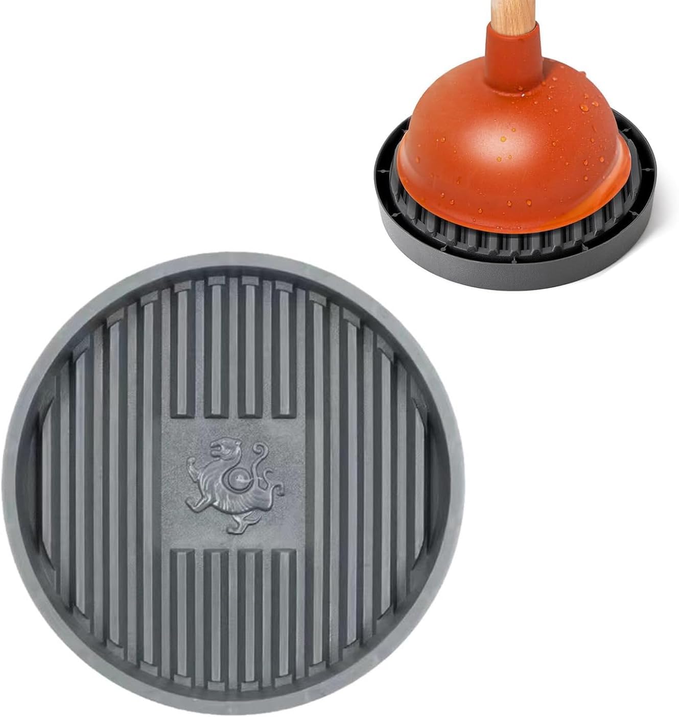 Gray Toilet Plunger Holder with Quick Drying Mat