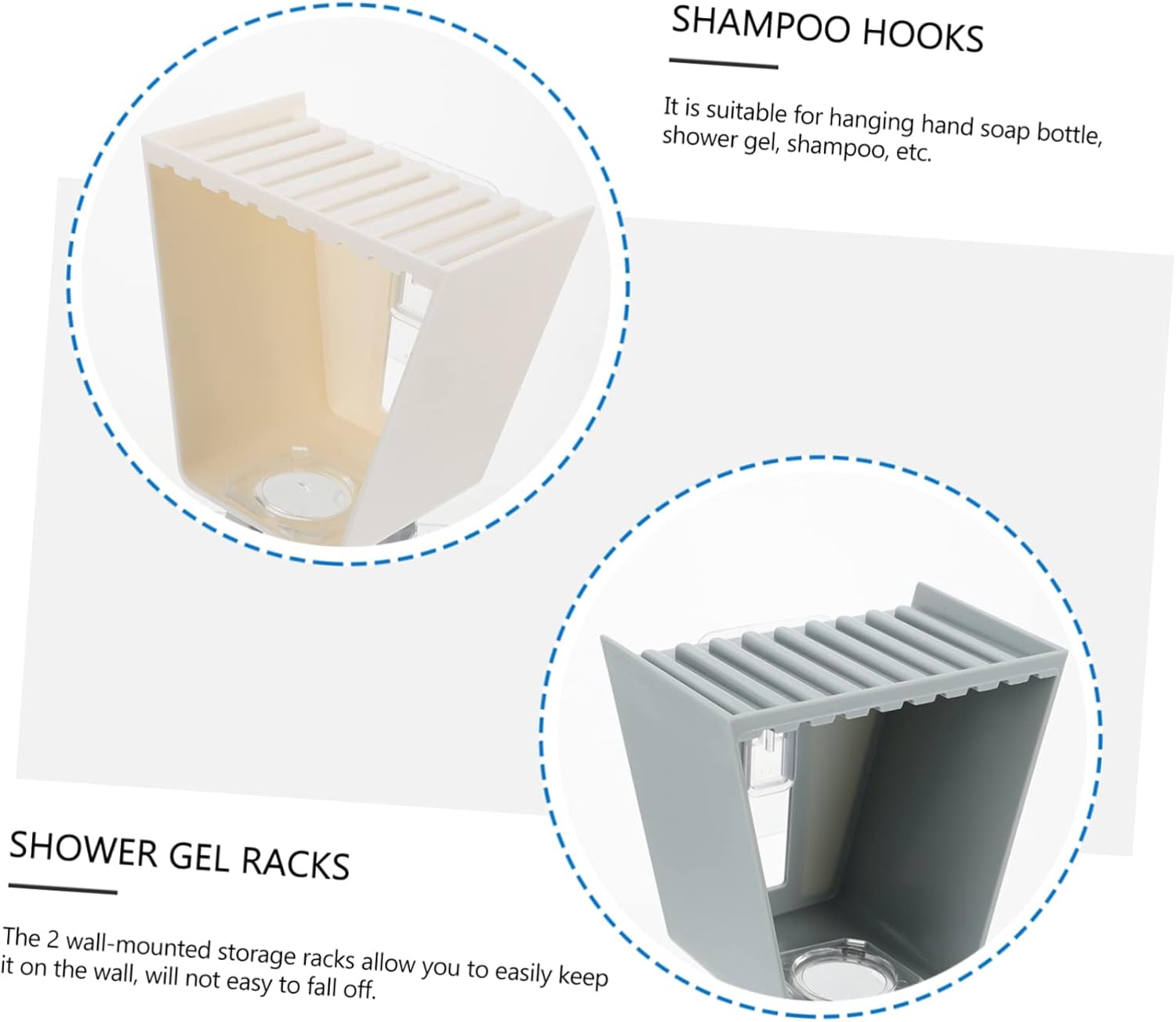 PAMINGONO 2pcs Wall Mounted Shampoo Hook Organizer Rack For Bathroom
