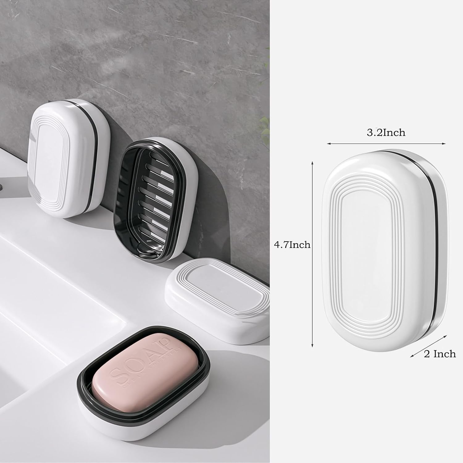 AMUONTY Travel Soap Case with Drainage Layer