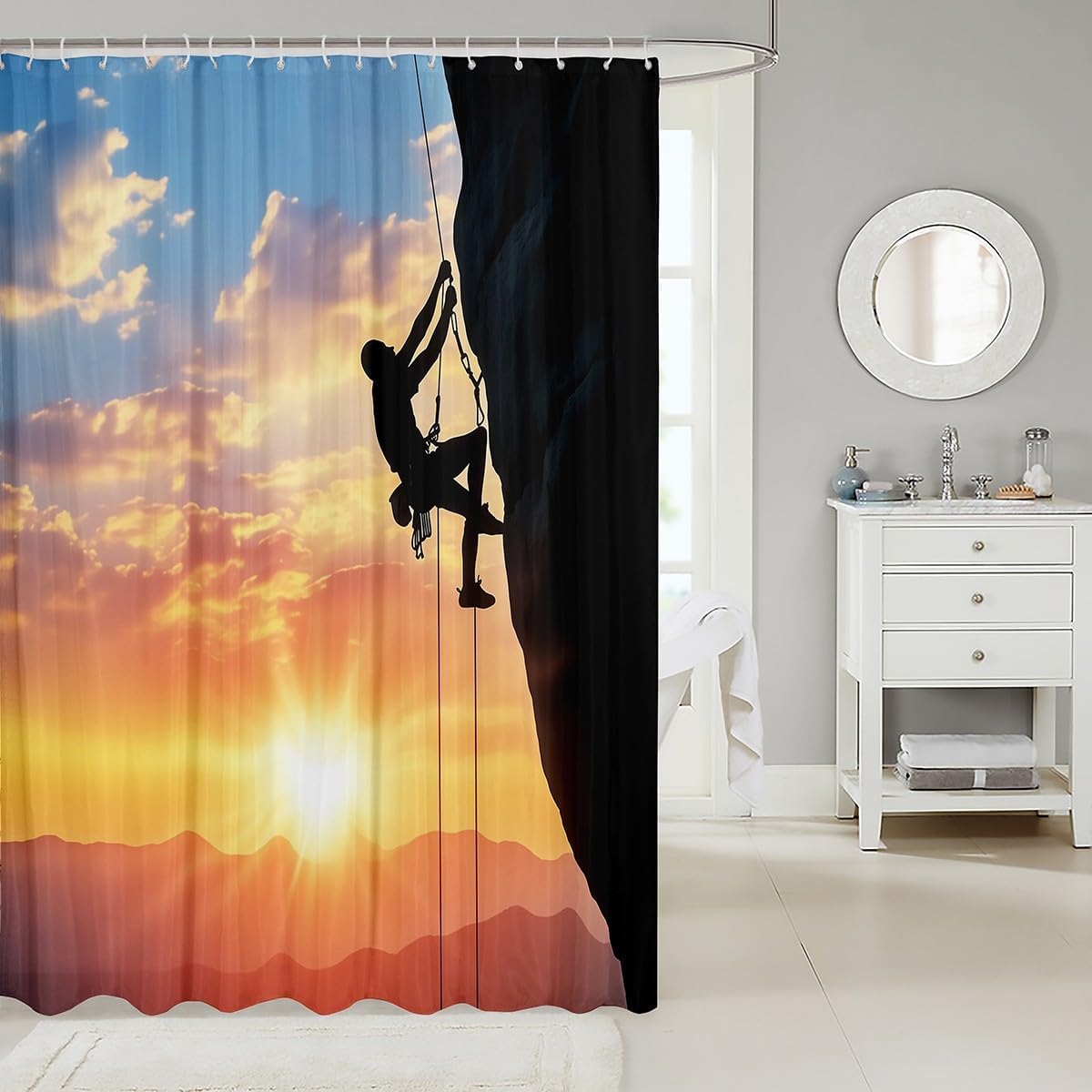 Erosebridal Rock Climbing Bath Curtain with Hooks
