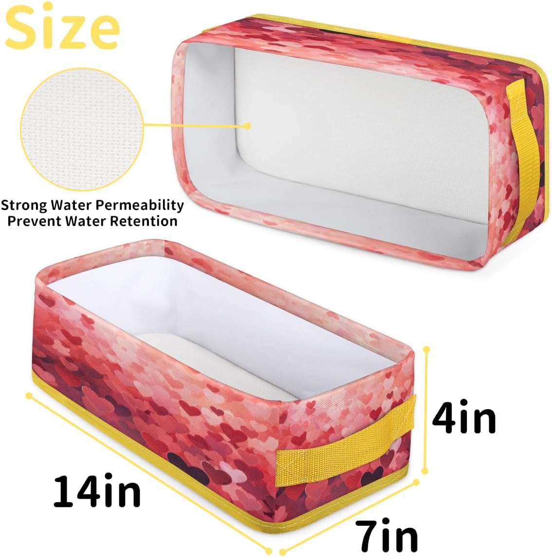 Heart Valentines Day Toilet Paper Storage Basket with Handles