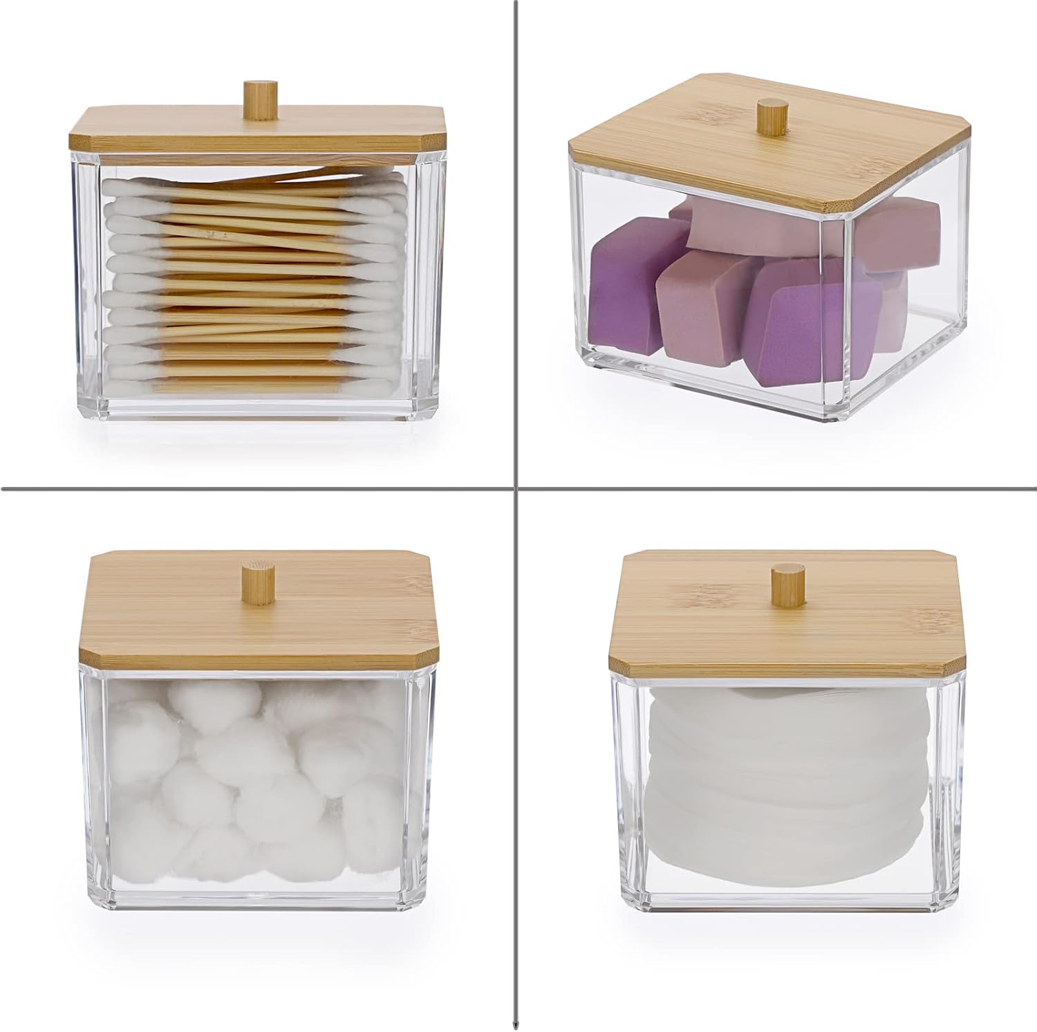 Hipiwe Acrylic Q-Tip Holder with Lid