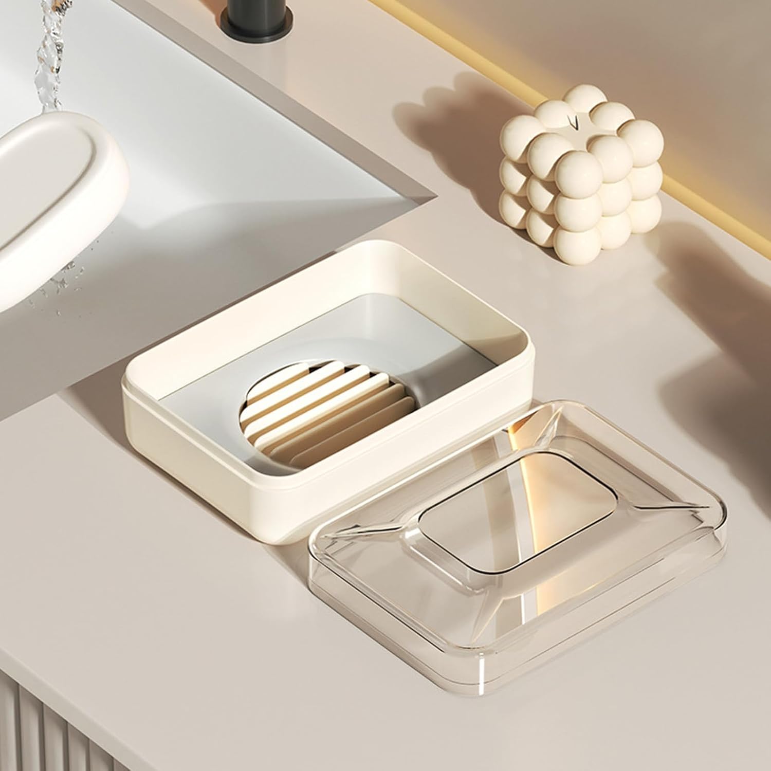 Guaber PET Soap Dish with Lid Drain Rack