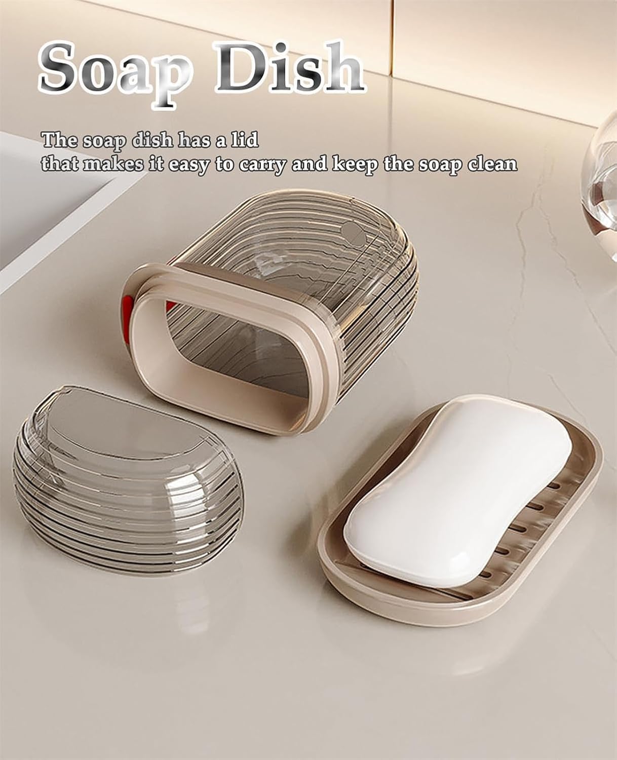 GlitzyStar Soap Dish Holder with Lid - Leakproof and Durable Travel Soap Case