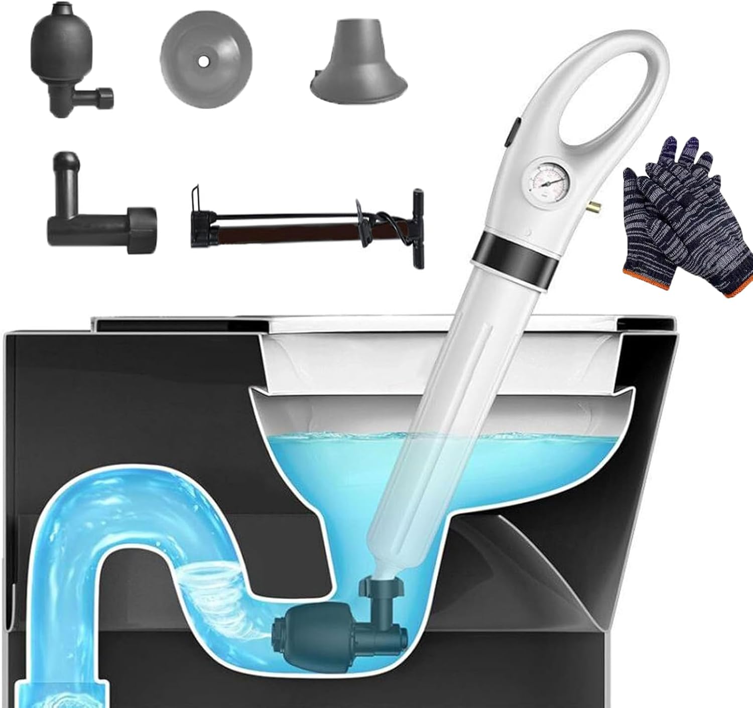 Pneumatic Toilet Plunger with Visual Barometer 1Pcs