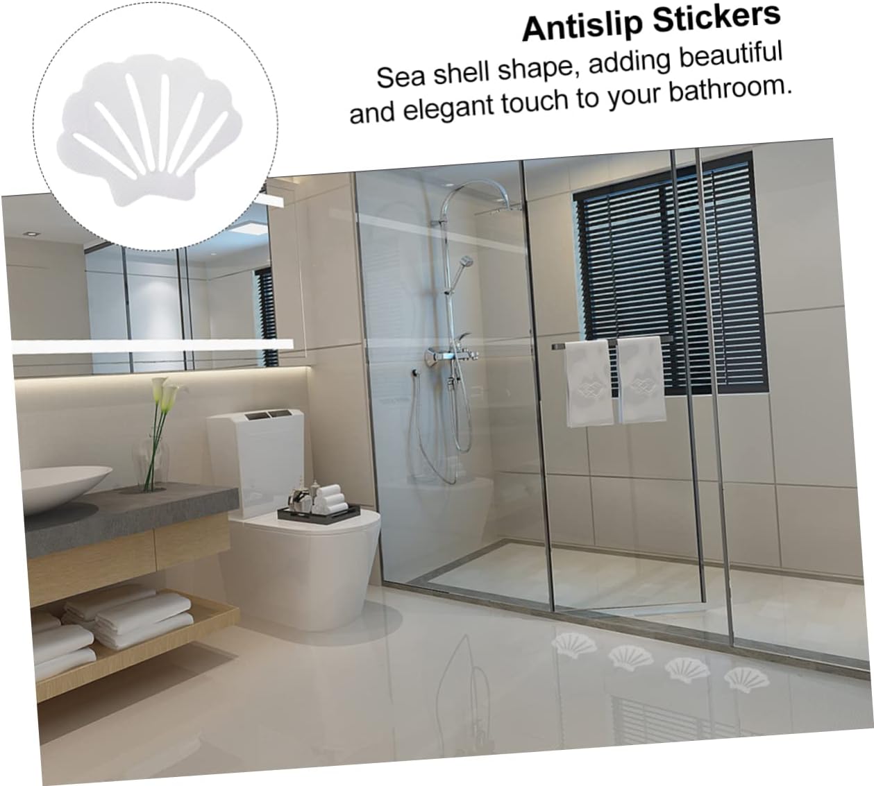 VALICLUD 12Pcs Shell Shape Non-Slip Bath Stickers for Safety and Traction