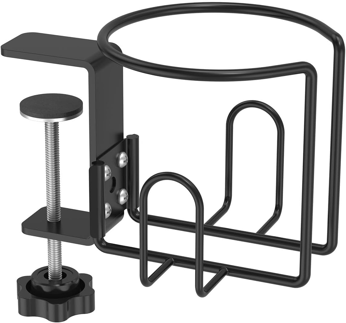 GLMFAN Large Desk Cup Holder Clamp with Anti-Spill Design