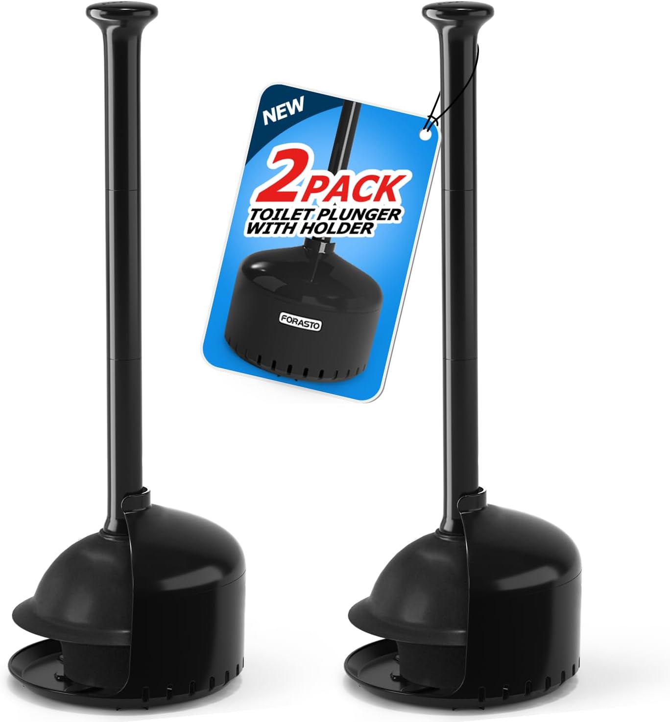 FORASTO 2Pack Toilet Plunger with Holder and Cover