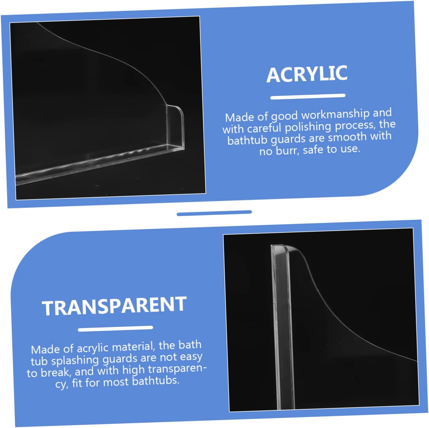 FIXOSHEE 1 Set Transparent Acrylic Bath Splash Guard