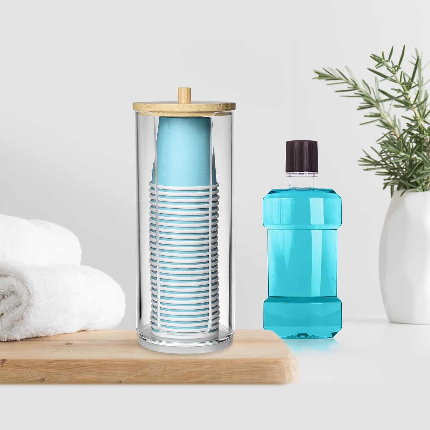 Bathroom Cup Dispenser with Dustproof Lid and Lid for Vanity