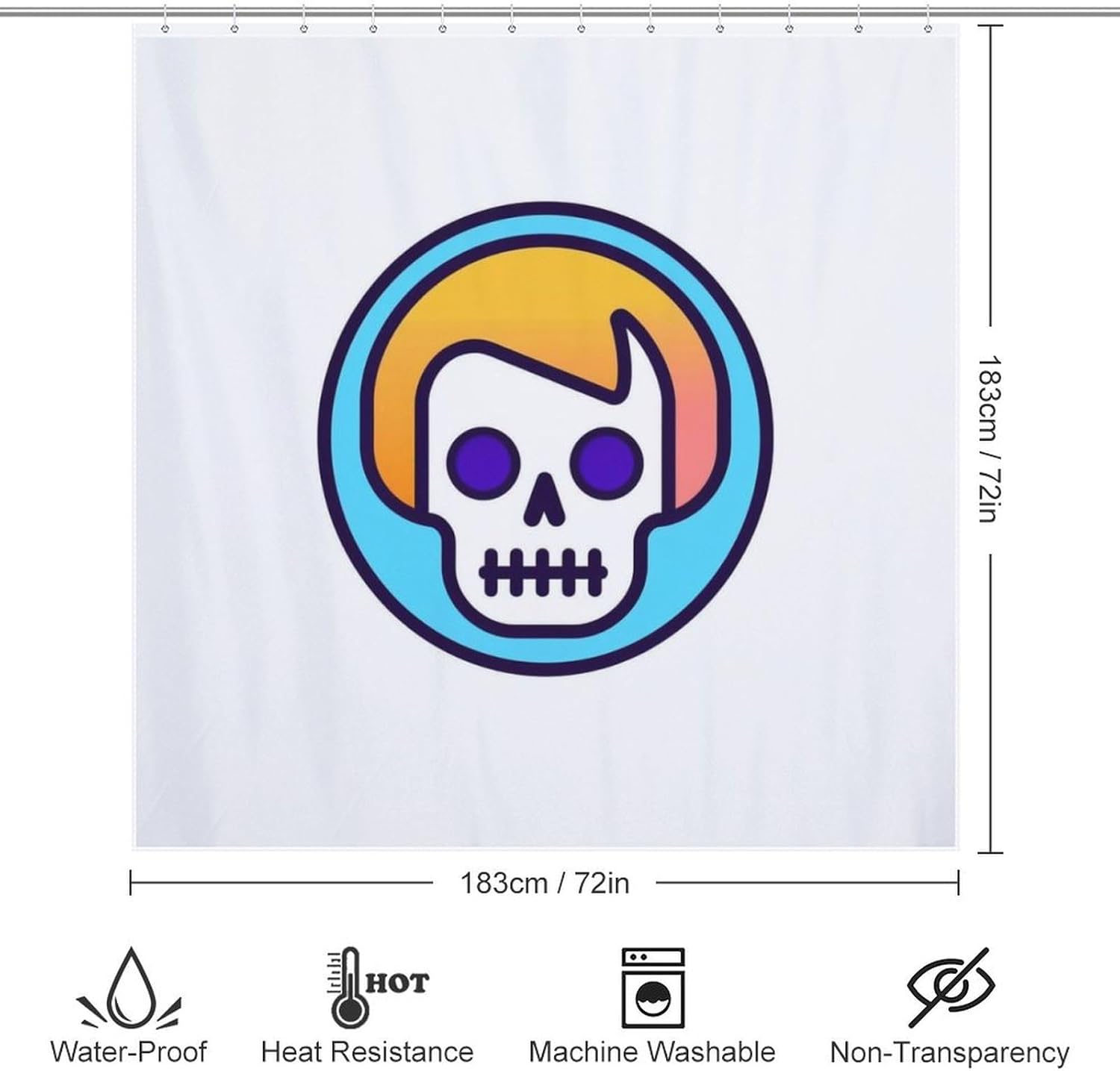 Boho Skull Shower Curtain Set with 12 Hooks 72x72in 1