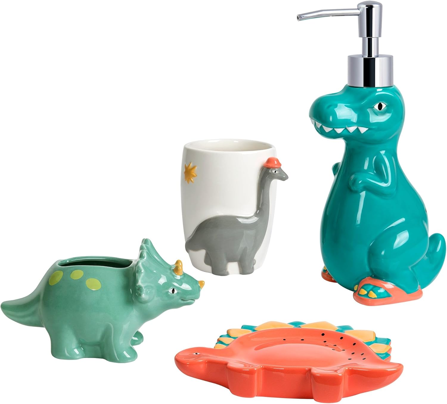 Allure Home Dinosaur 4-Piece Ceramic Bath Set