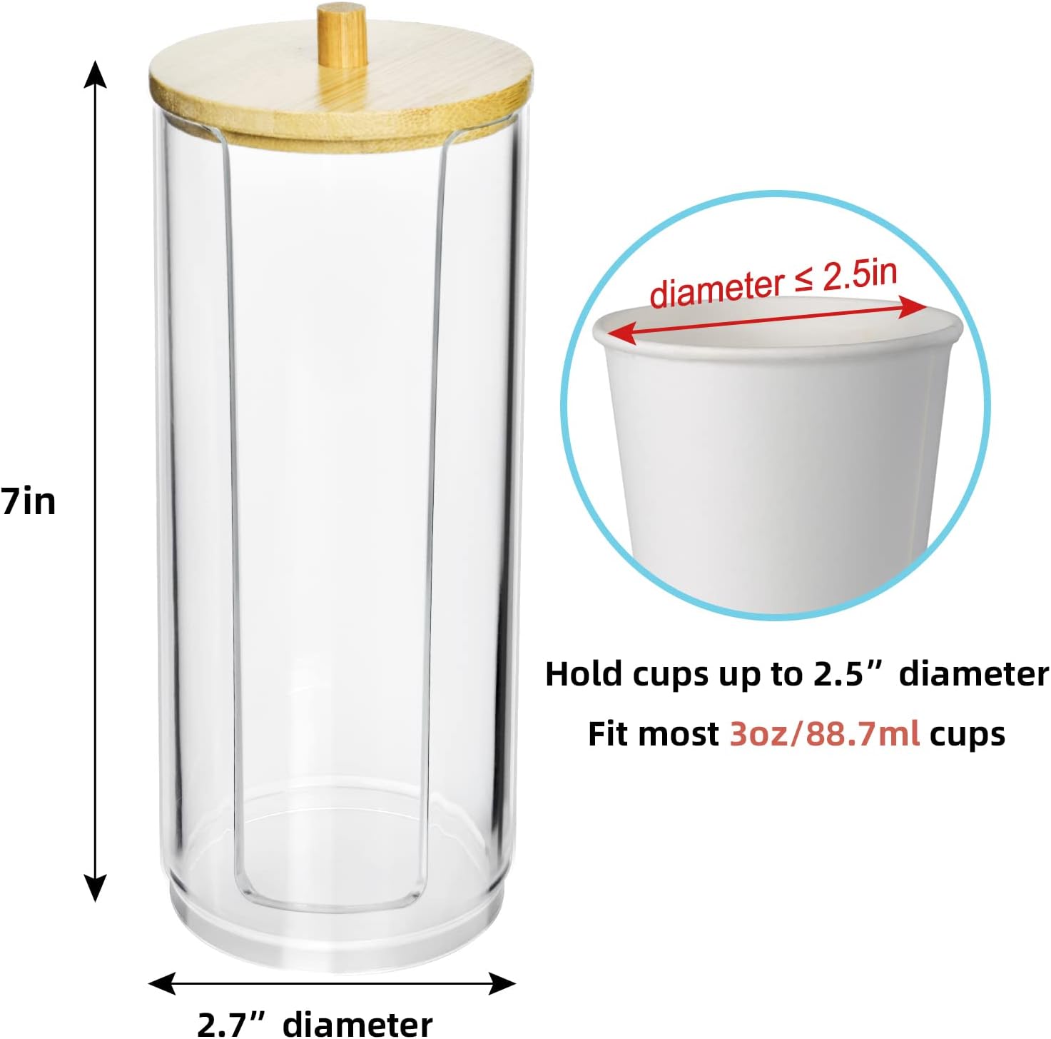 Bathroom Cup Dispenser with Dustproof Lid and Lid for Vanity