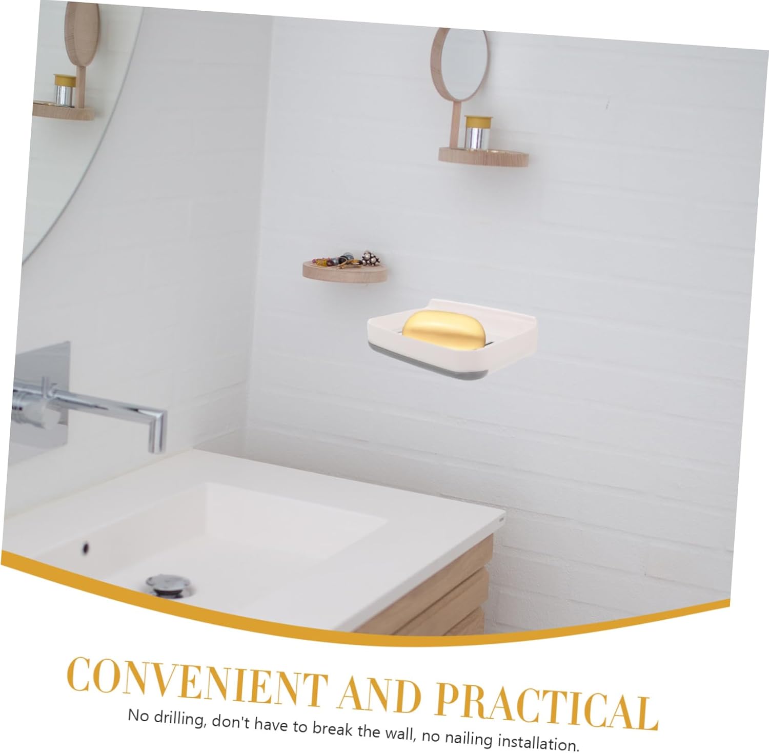 COOLHIYA 1set Absorbent Soap Dish Wall Mount Bathroom Holder