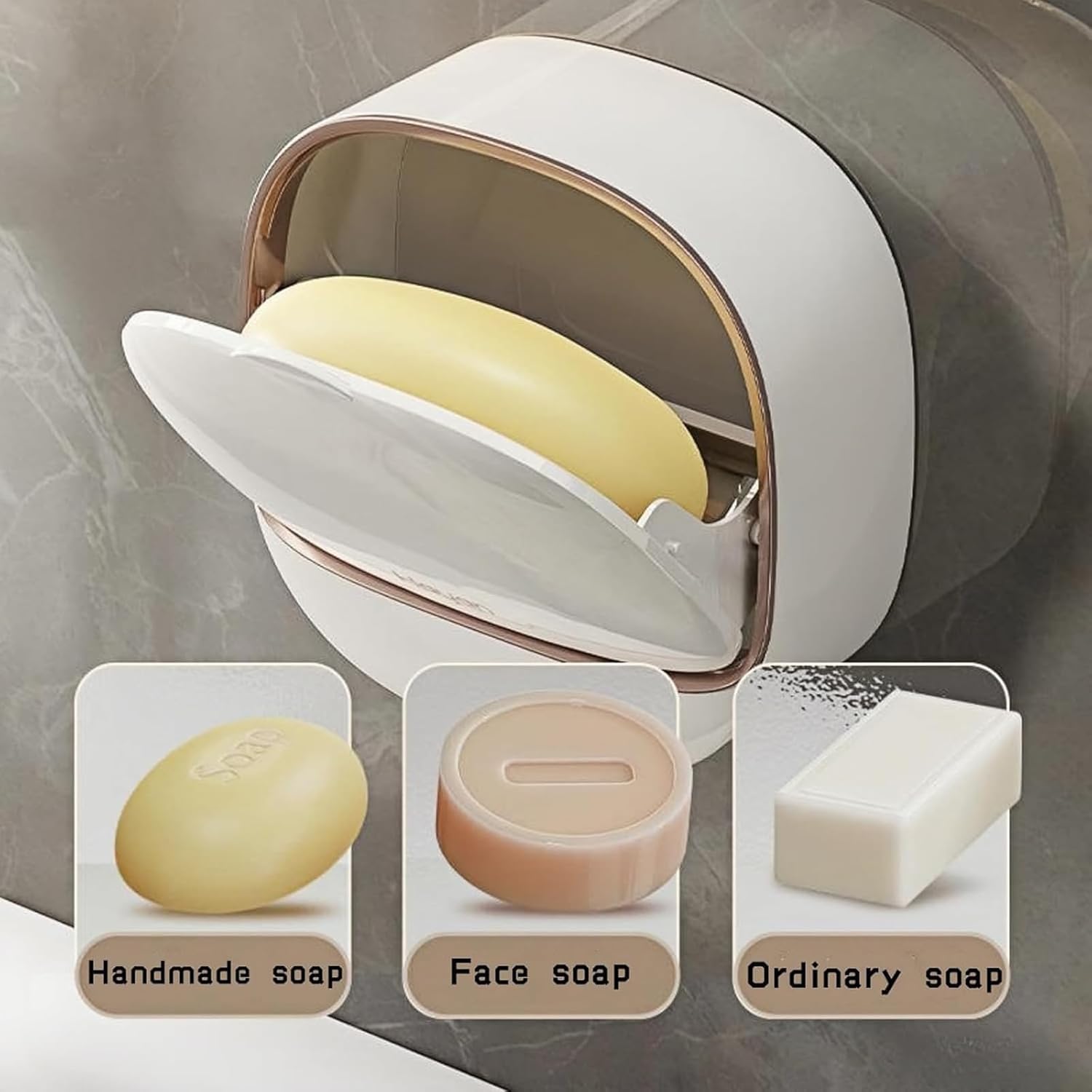 Luxury Soap Holder with Drain Tray and Adhesive Base