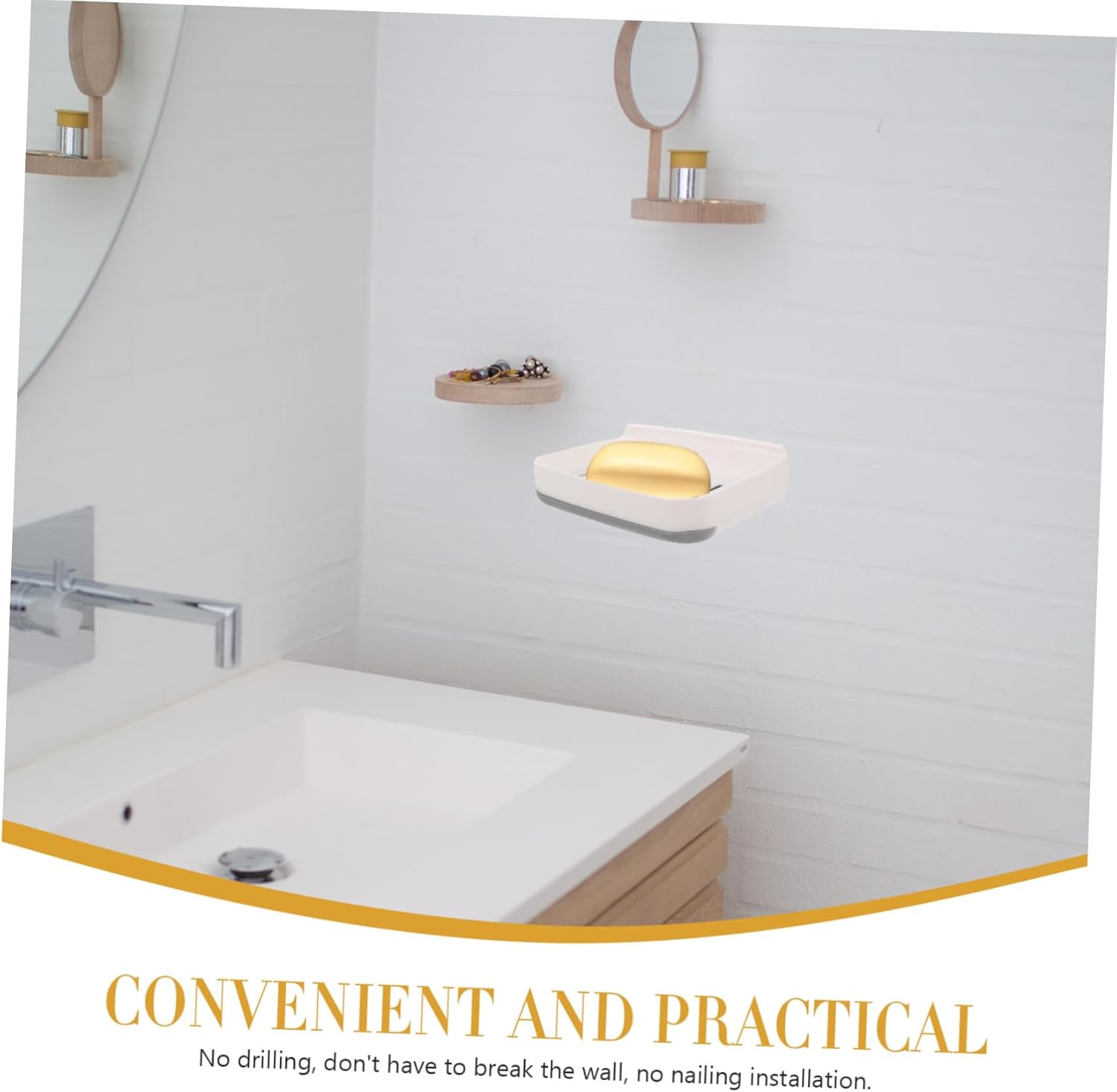 LABRIMP Absorbent Soap Dish No Drilling Wall Mount