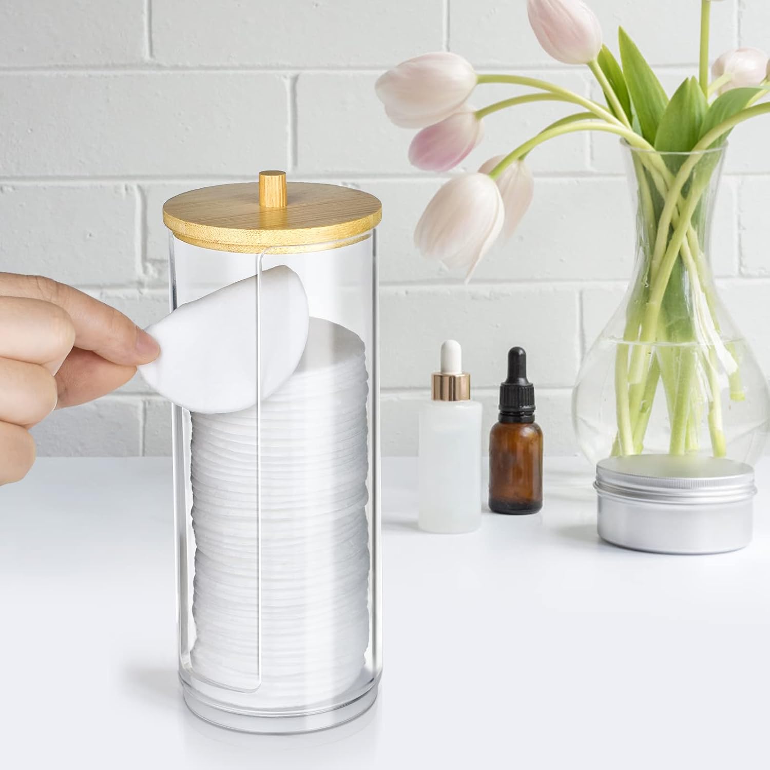 Bathroom Cup Dispenser with Dustproof Lid and Lid for Vanity