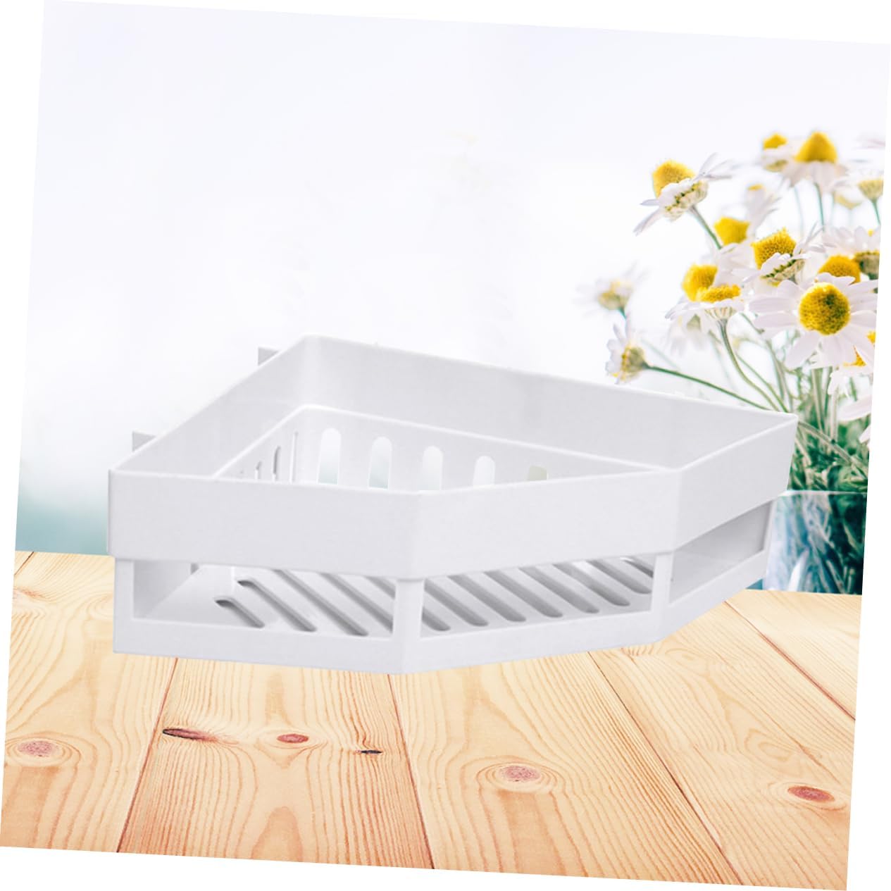 PRETYZOOM White Triangle Shower Caddy Corner Shelf