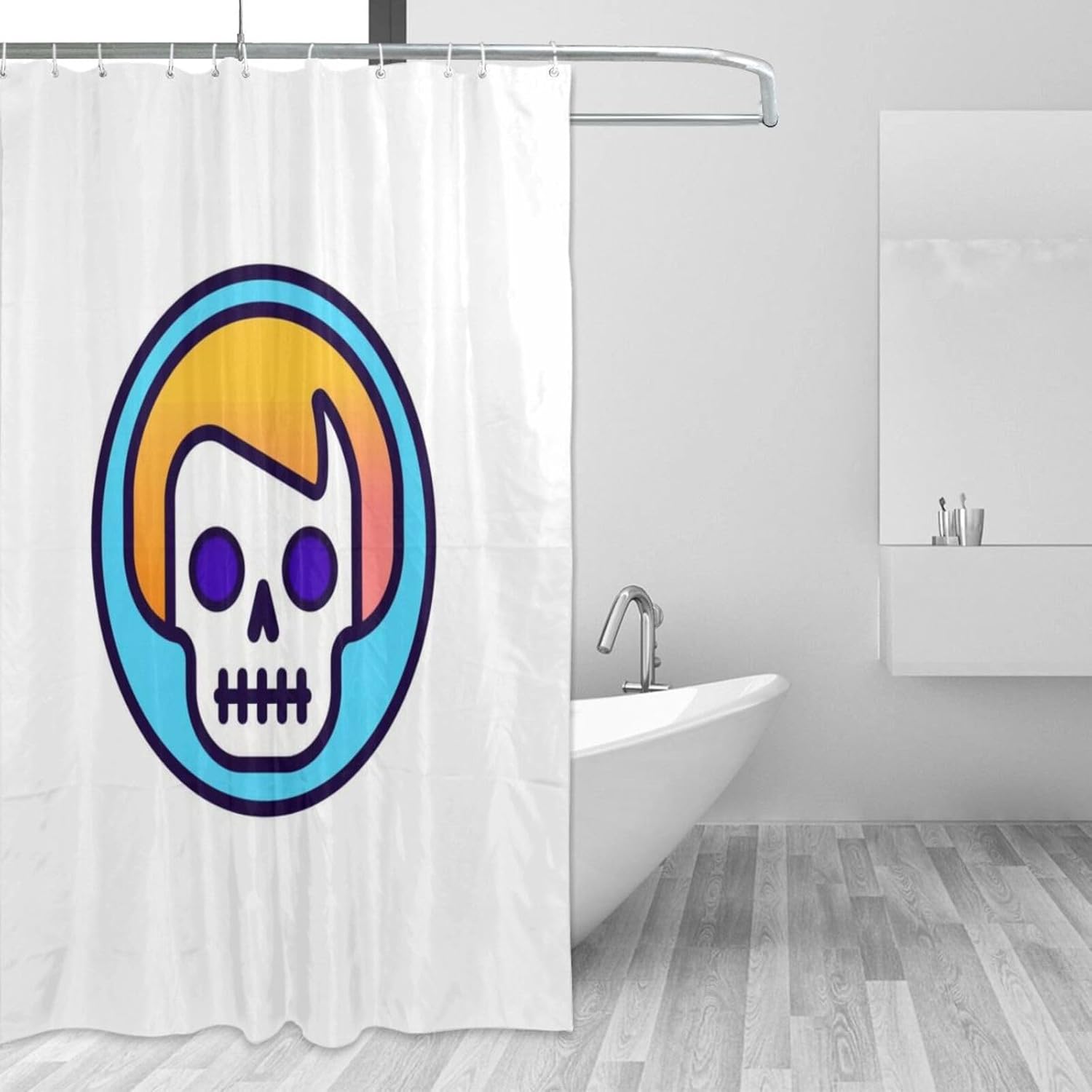 Boho Skull Shower Curtain Set with 12 Hooks 72x72in 1
