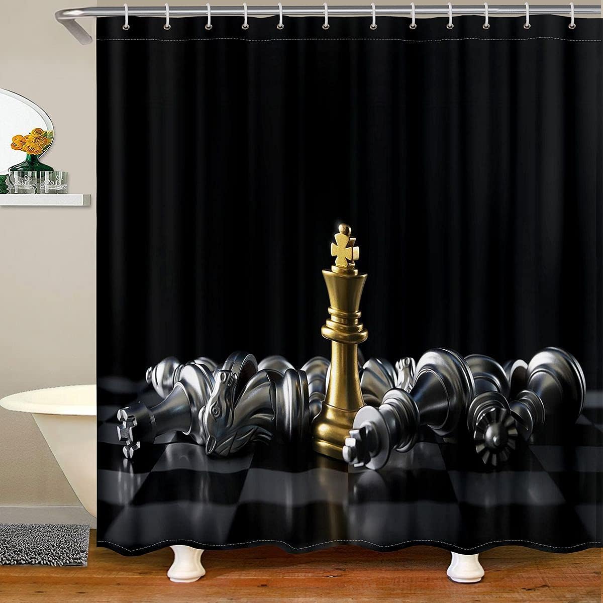 Erosebridal Chess Shower Curtain Set 72x78 Inch