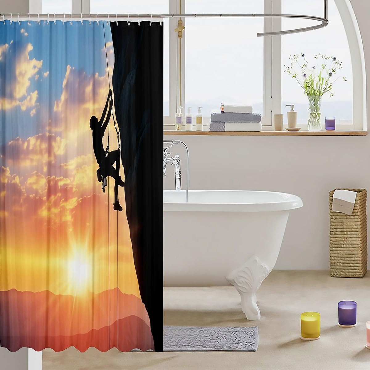 Erosebridal Rock Climbing Bath Curtain with Hooks