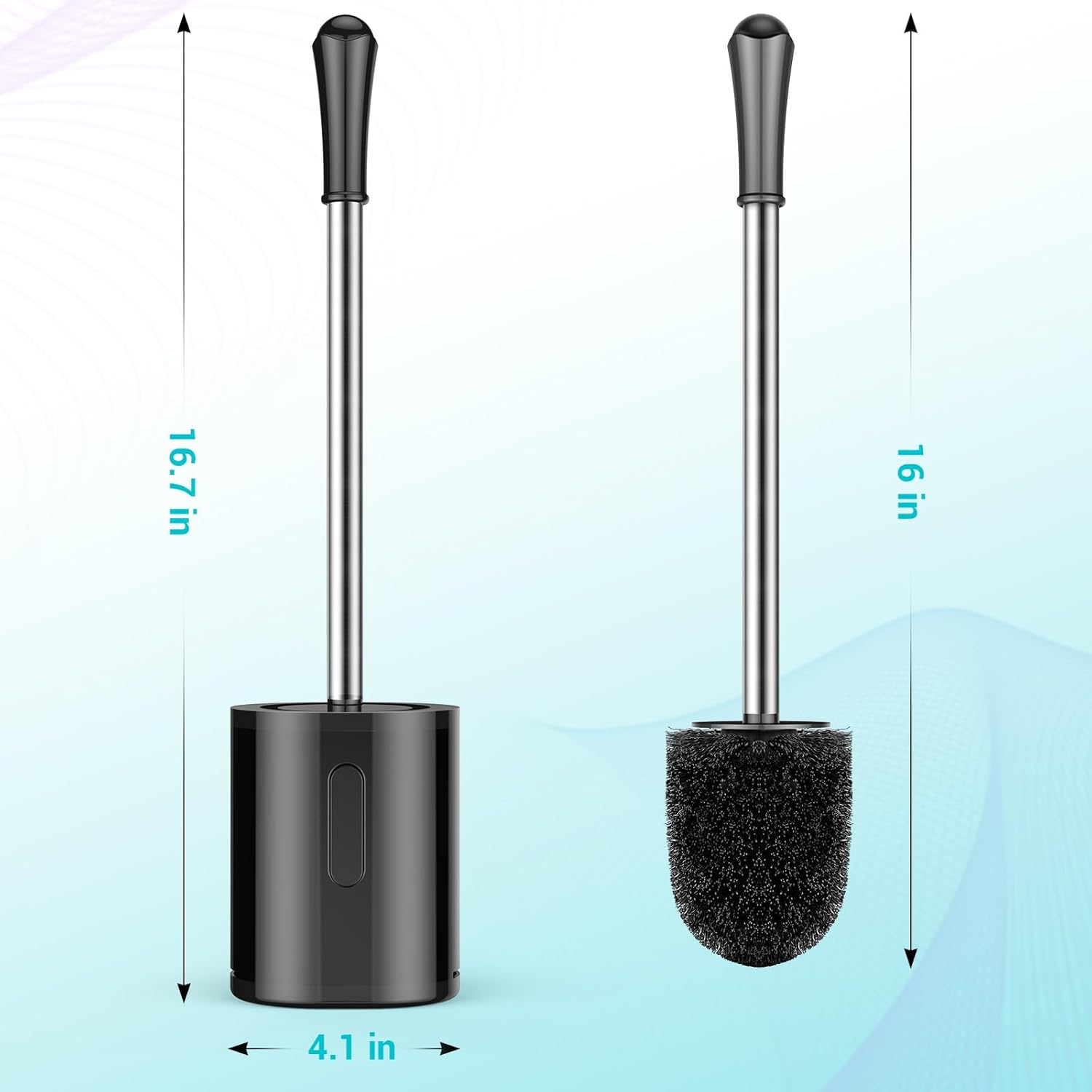 Toilet Brush with Drip-Proof Stainless Steel Handle and Hidden Plastic Holder
