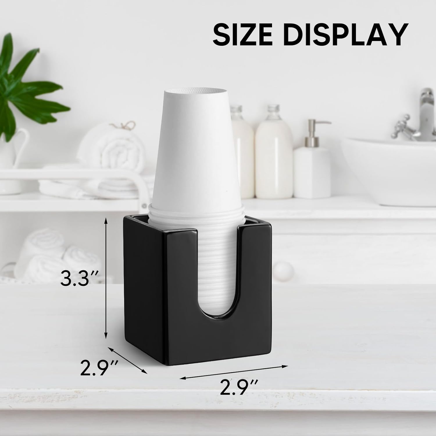 MOJIEZUO 3 oz Ceramic Cup Dispenser - Black