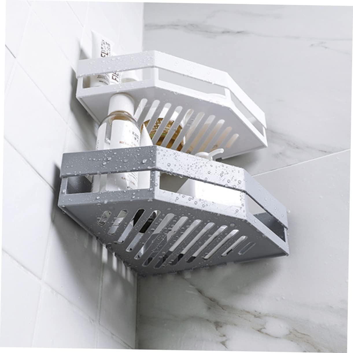 PRETYZOOM White Triangle Shower Caddy Corner Shelf