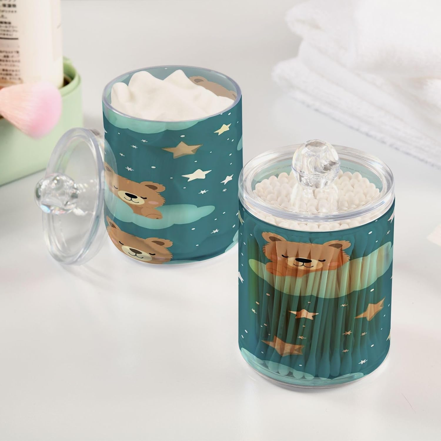 YETTASBIN 4 Pack Clear Apothecary Jars with Lid