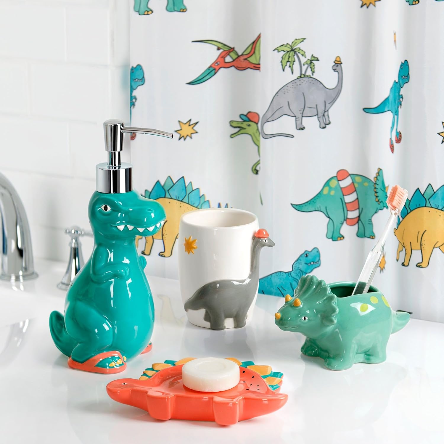Allure Home Dinosaur 4-Piece Ceramic Bath Set
