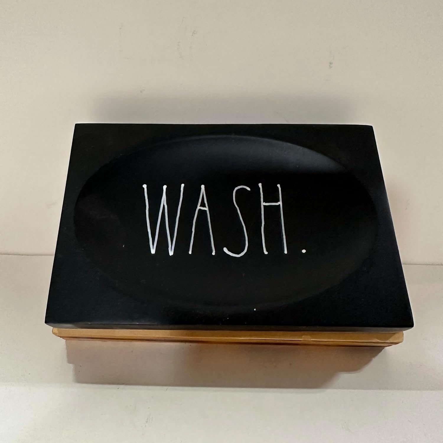Rae -WASH Tray - Ceramic Soap Dish with Wooden Base 1