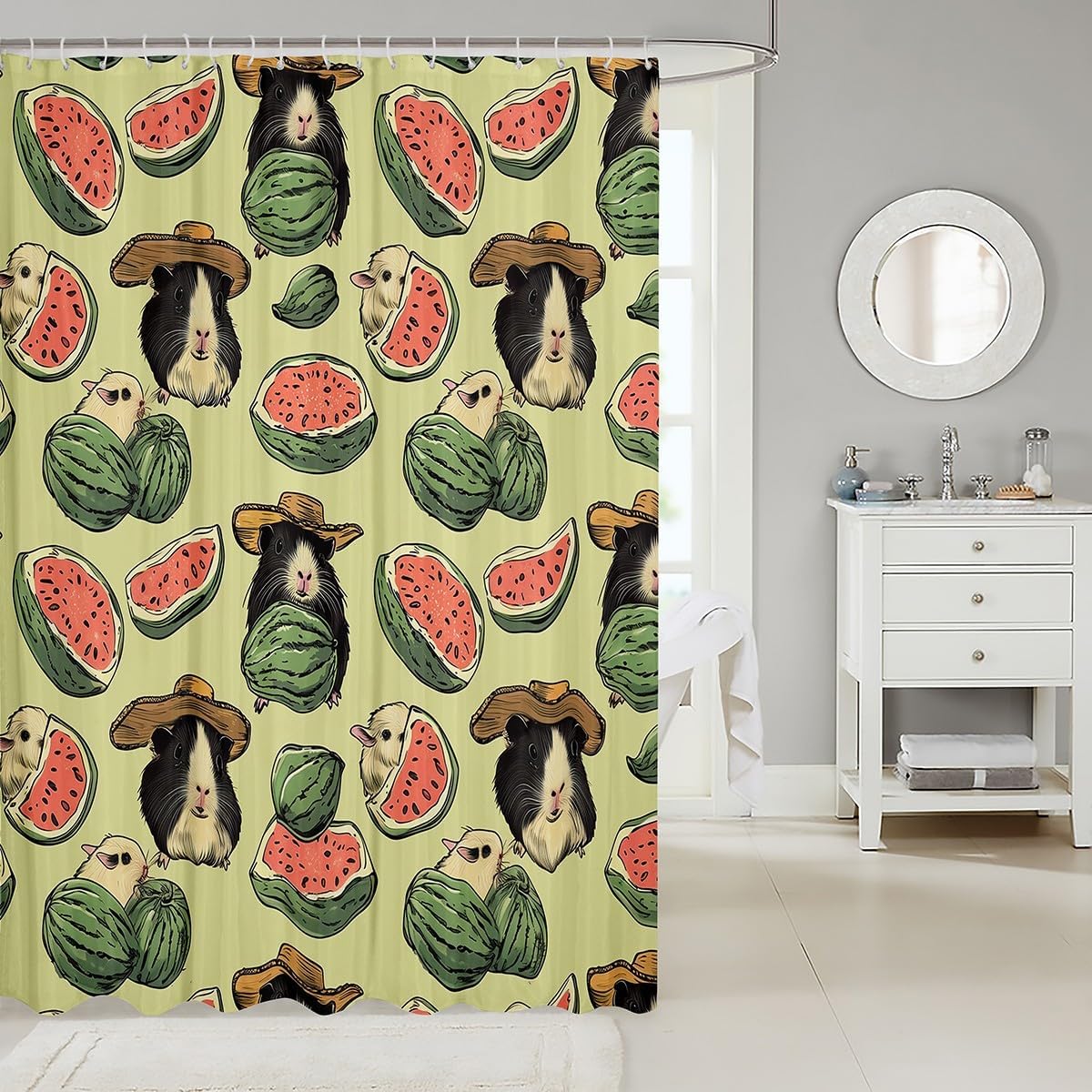 Erosebridal Cartoon Guinea Pig Bath Curtain 72x78 Shower Set for Kids