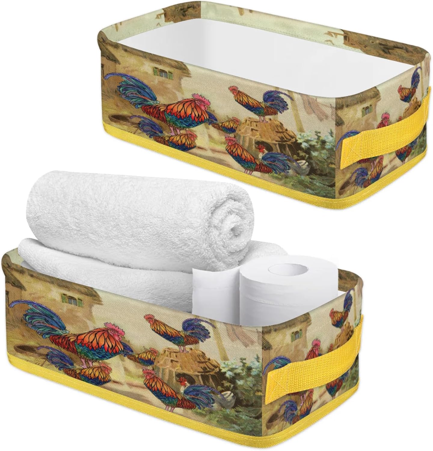 Snatocys Farmhouse Style Chicken Toilet Paper Basket with Handles