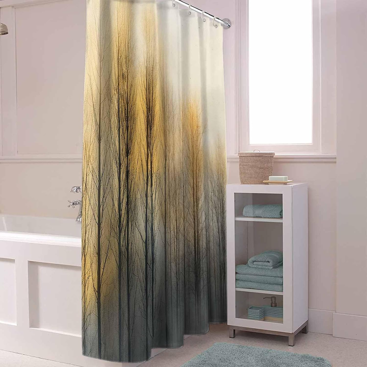 72 Inch Shower Curtain Set with 12 Hooks