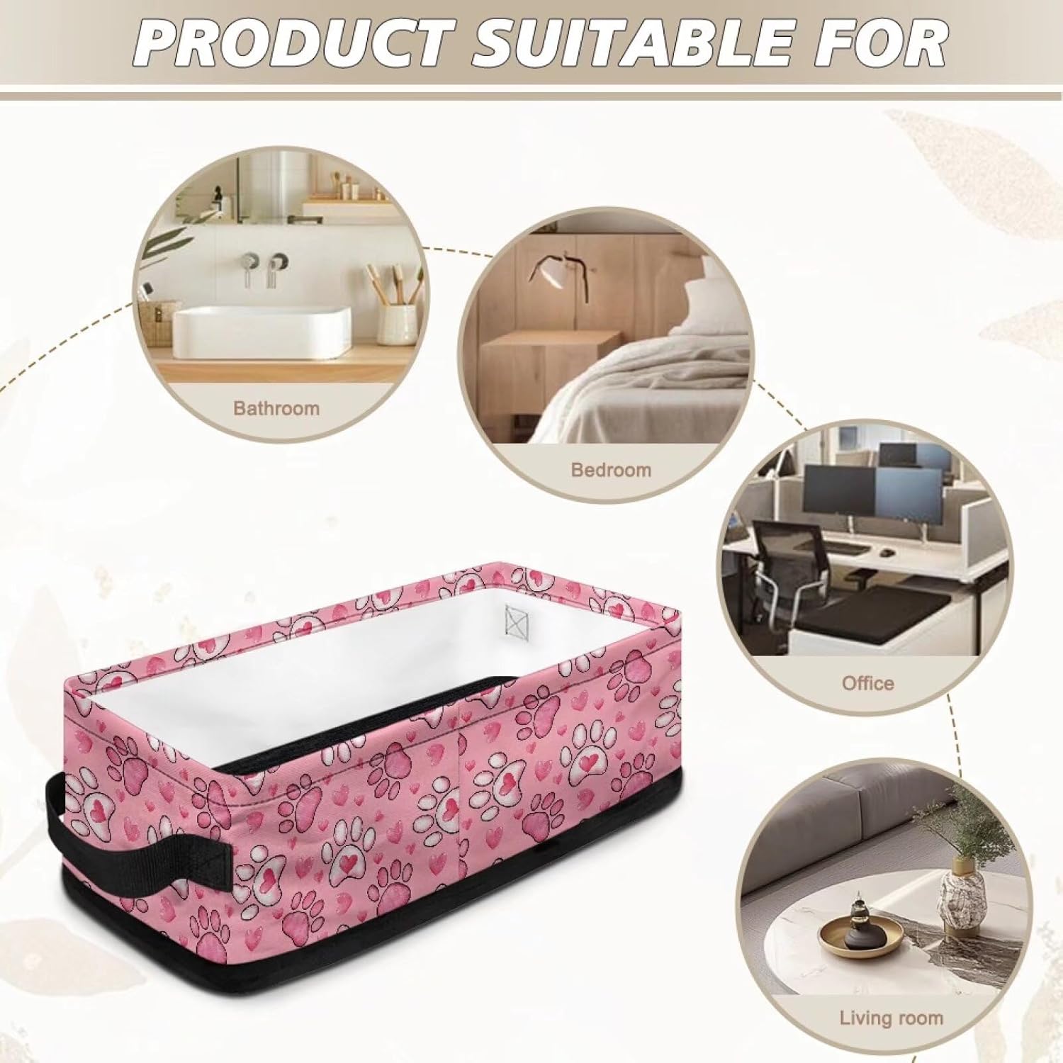 Dog Paw Toilet Paper Storage Basket with Handles