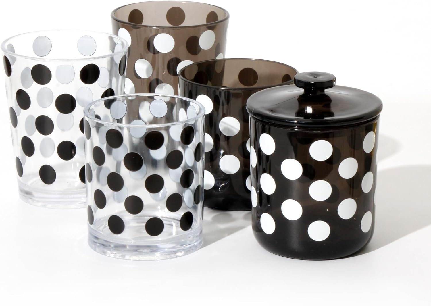 Youngever Plastic Apothecary Jars with Polka Dot Design 2 Sets 15 Ounce