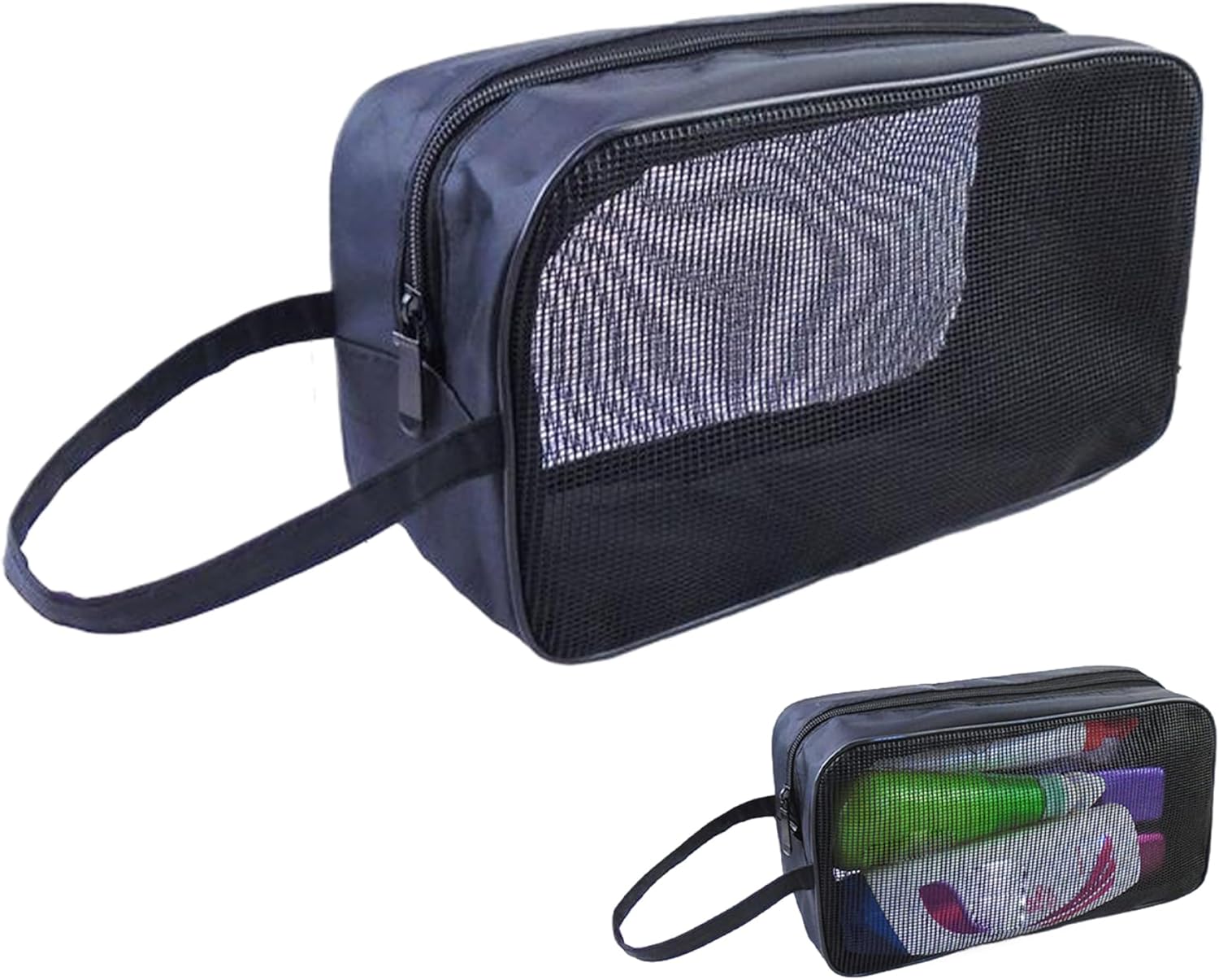 KYEQATY Mesh Shower Bag with Zipper Strap