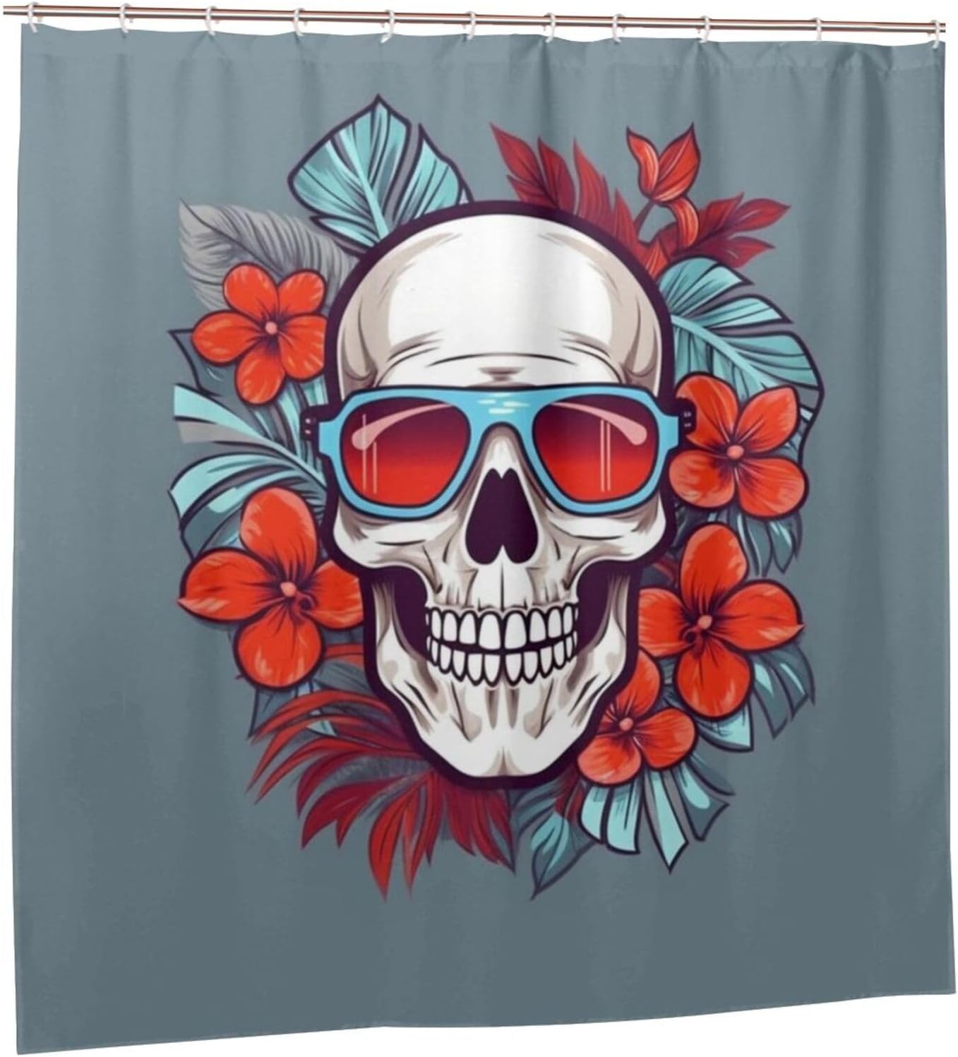 TIYAANDSY Red Skull Shower Curtain Set 72x72in