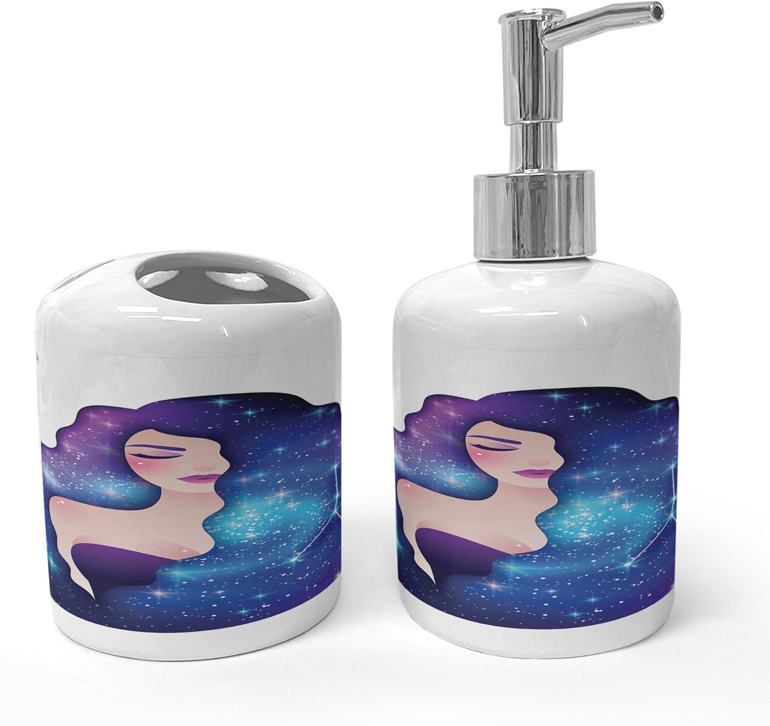 Ambesonne Celestial Bathroom Accessory Set with Cancer Zodiac