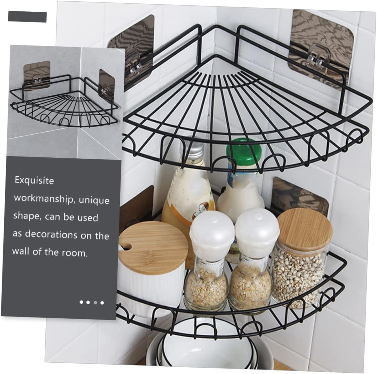 COOLHIYA Wall-Mounted Shower Corner Shelf with Triangular Design