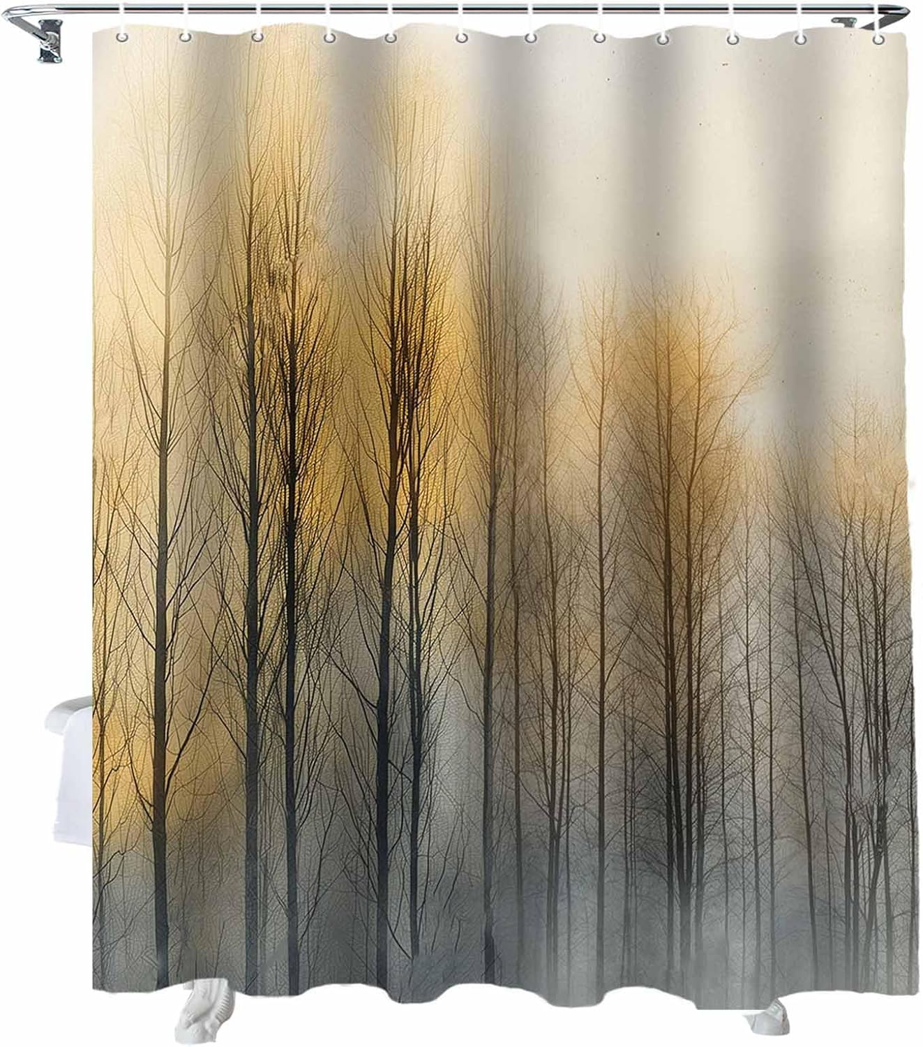 72 Inch Shower Curtain Set with 12 Hooks
