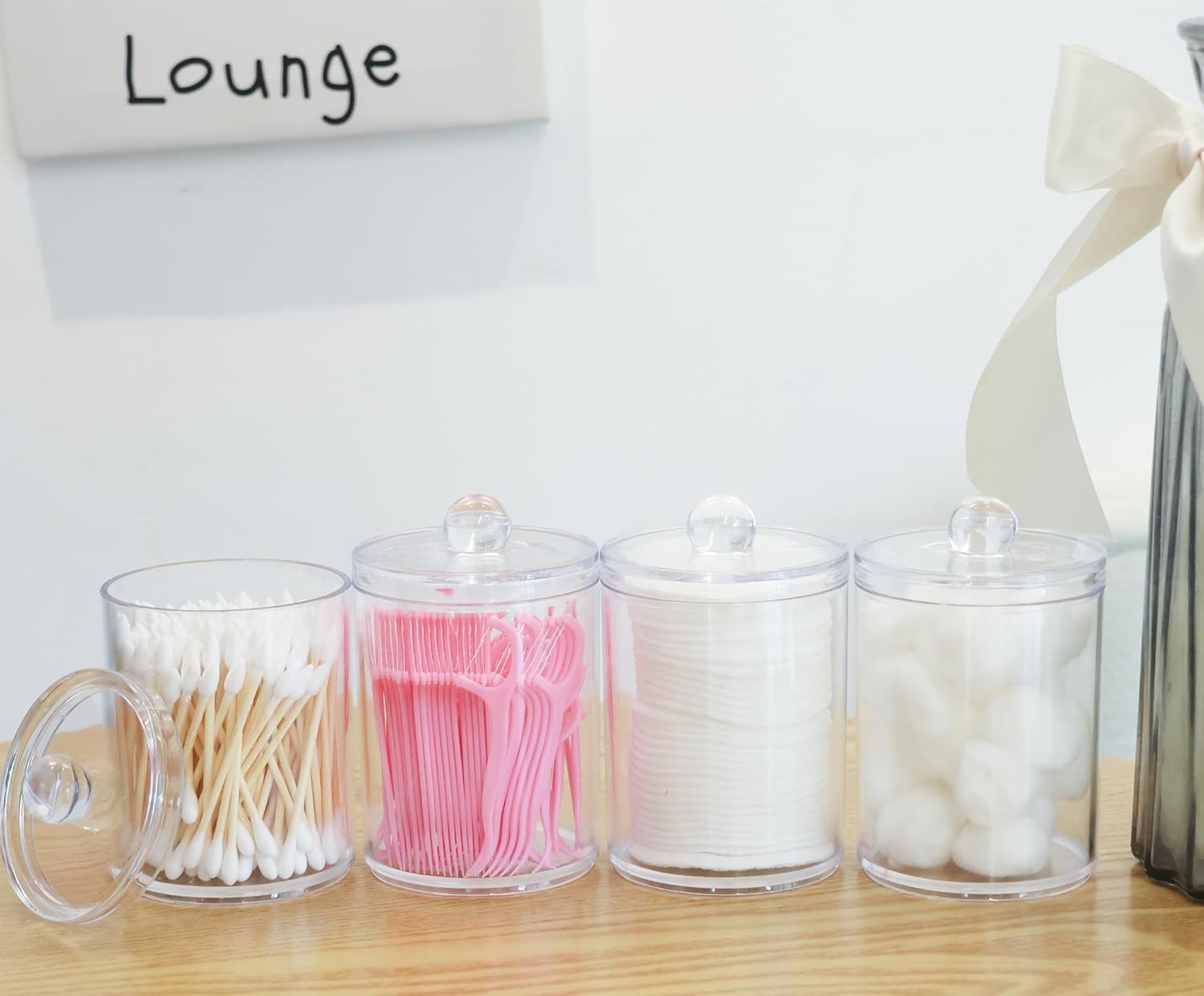 3 Pack Aynoo Cotton Swab Ball Holder with Labels