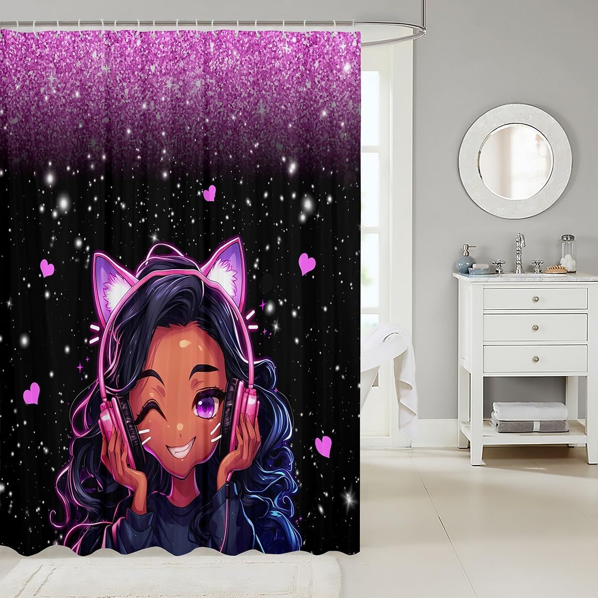 Erosebridal Princess Shower Curtain Set with 12 Hooks