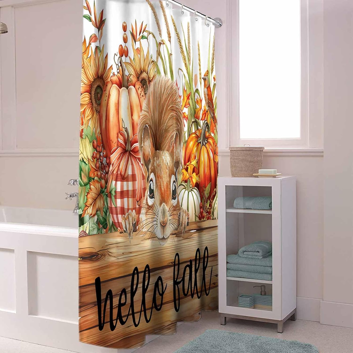 Funnywall88 72 Inches Fall Harvest Shower Curtain Set