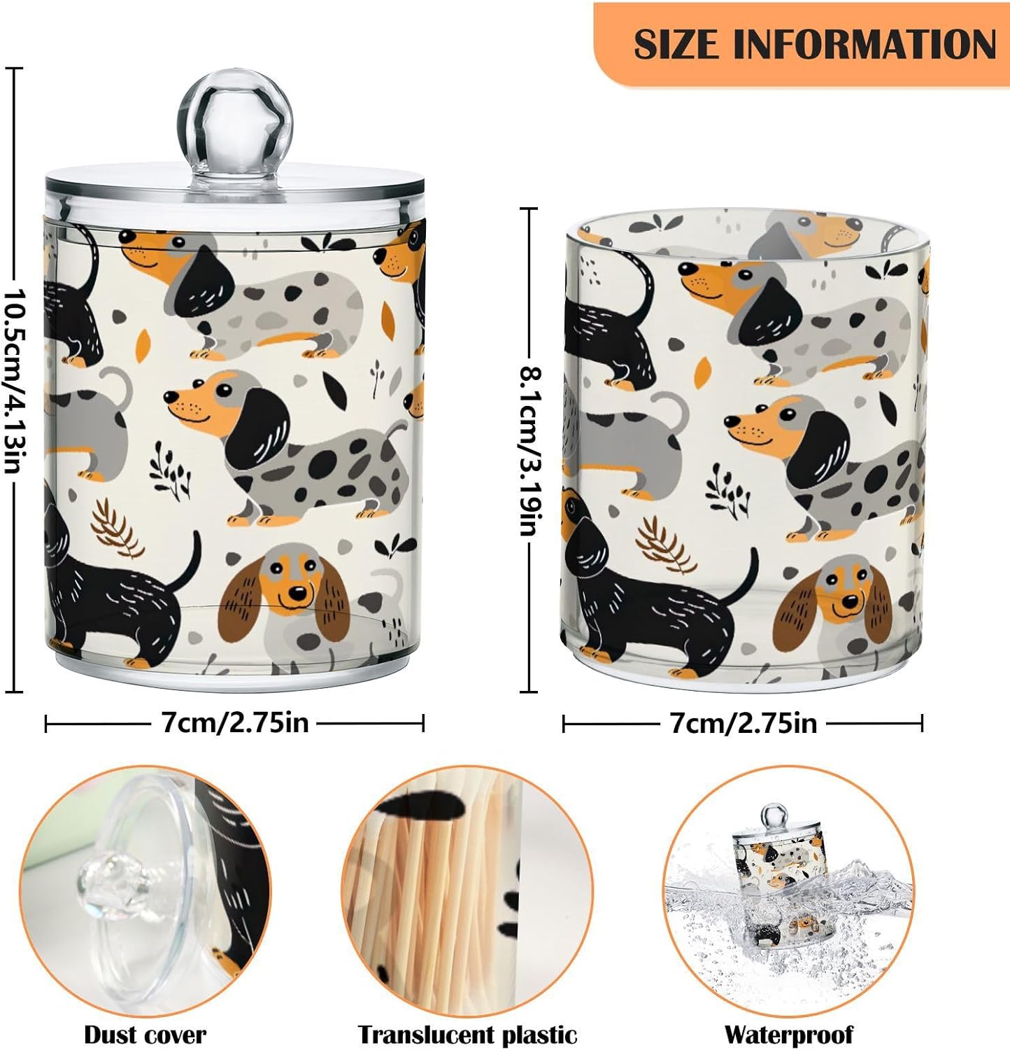 FLildon Cute Dogs Q-tip Holder Dispenser 2Pack