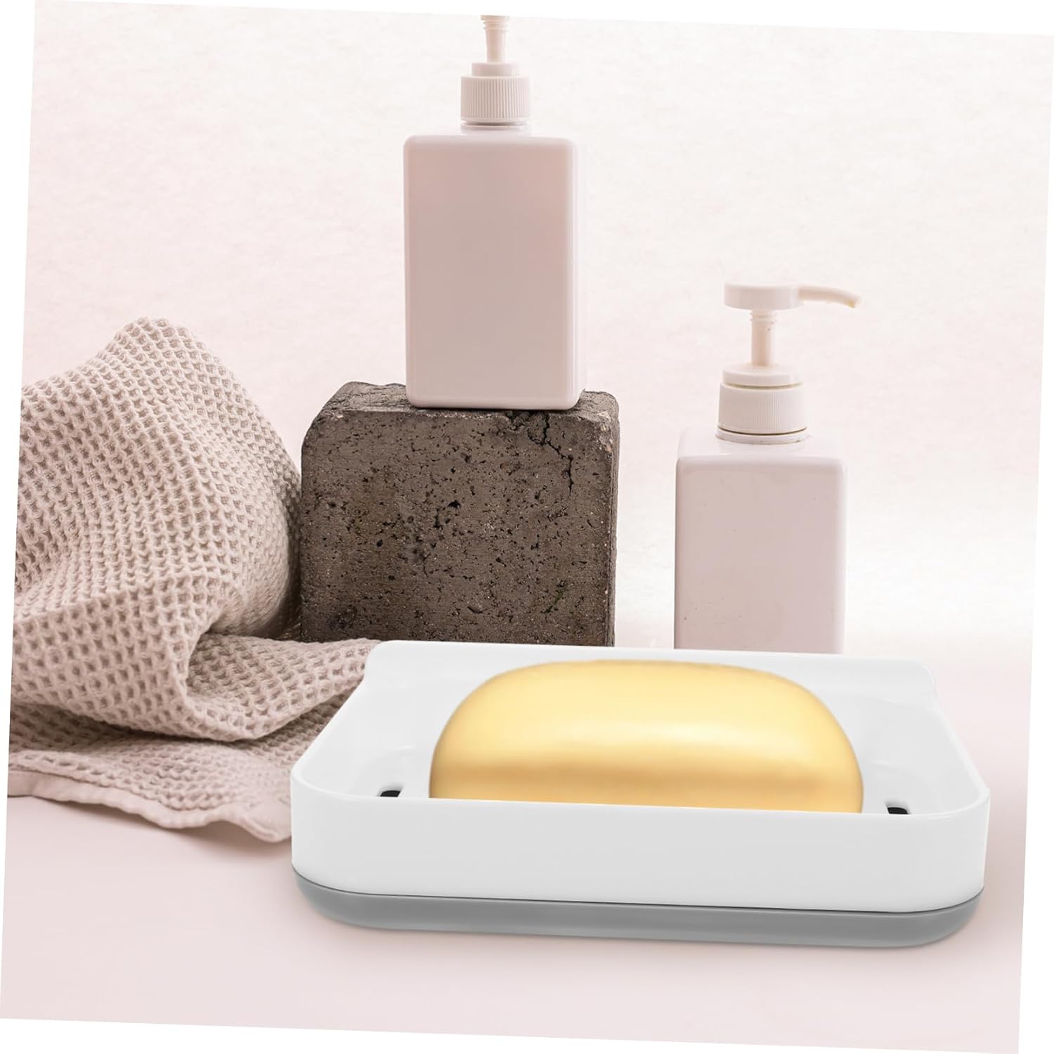 COOLHIYA 1set Absorbent Soap Dish Wall Mount Bathroom Holder